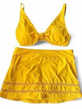 Antonio Melani yellow bikini skirt set - bold girly retro swimwear